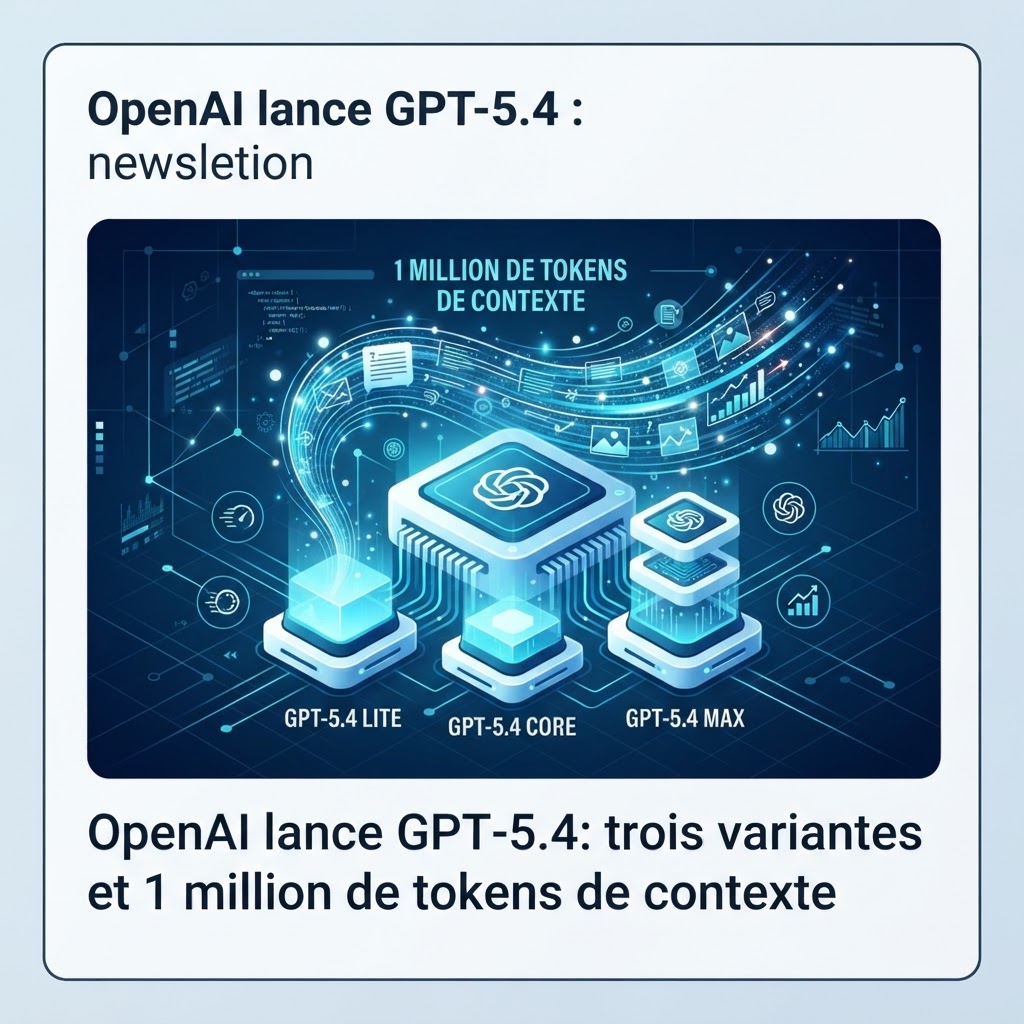 OpenAI lance GPT-5.4 : trois variantes et 1 million de tokens de contexte
