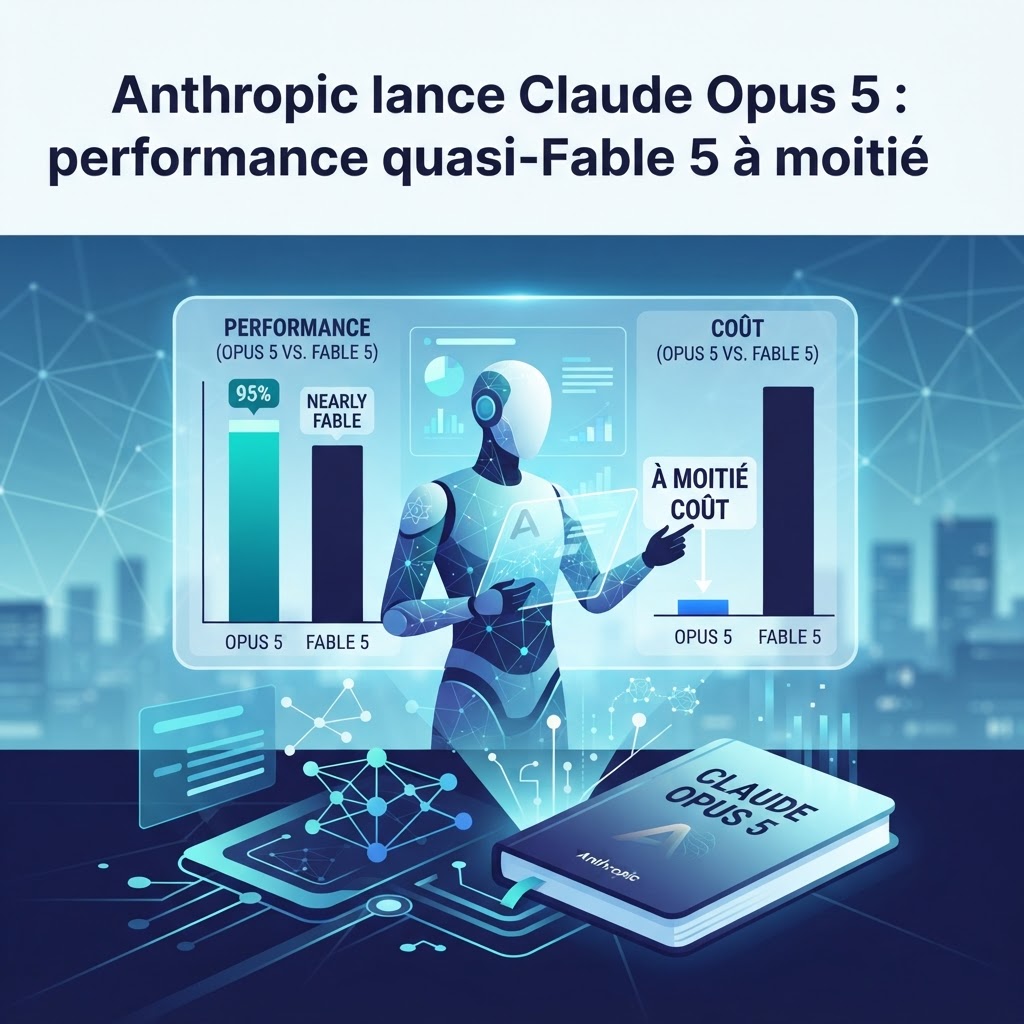Anthropic lance Claude Opus 5 : performance quasi-Fable 5 à moitié coût