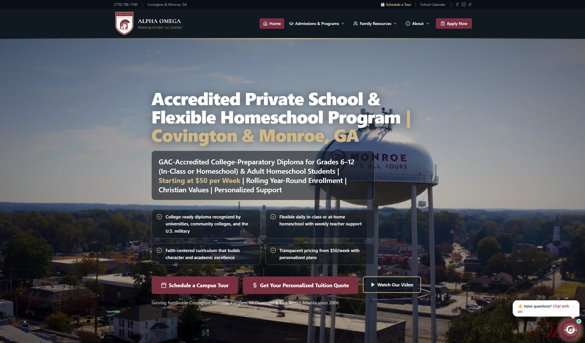Alpha Omega Preparatory Academy website