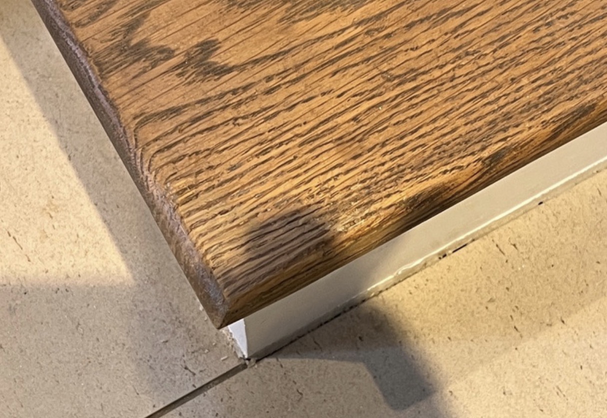 Restored wooden edge after repair