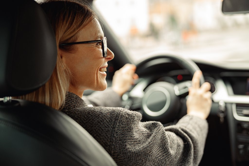 Woman driving a car