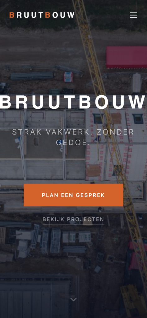 Bruut Bouw website op mobiel