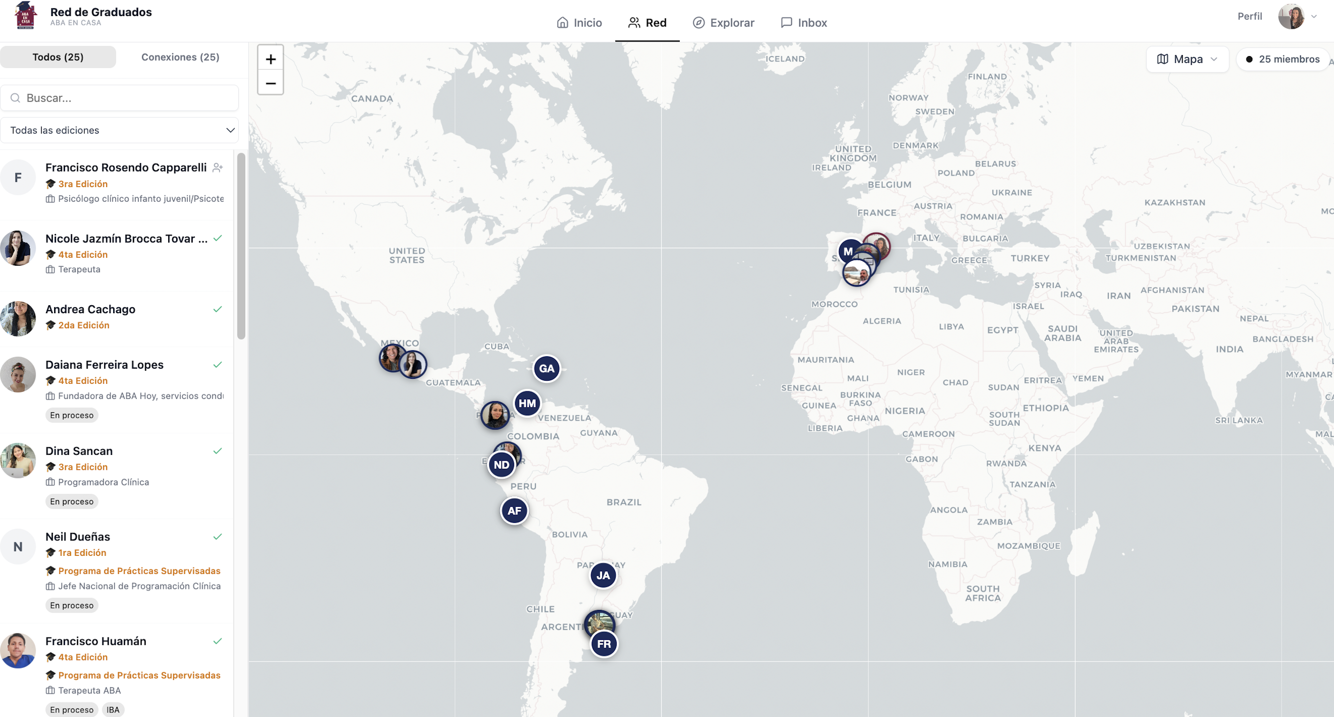 Red de graduados - mapa mundial