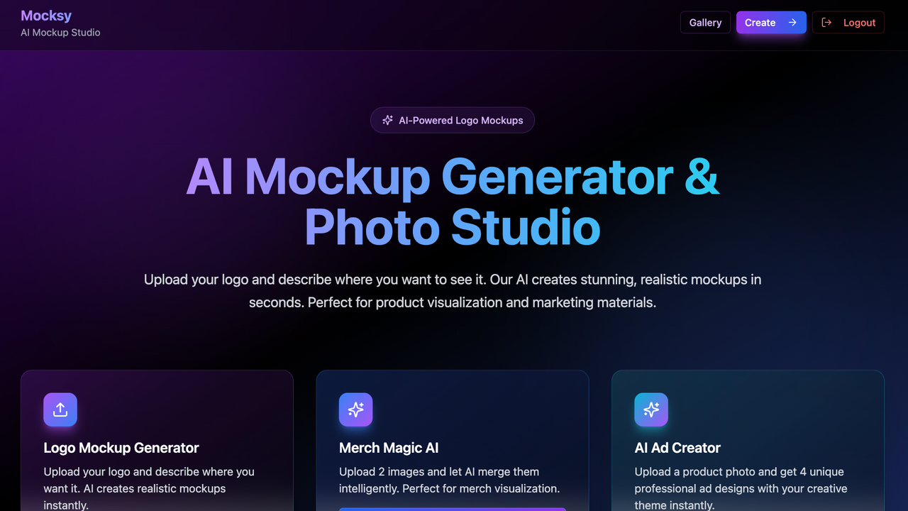 Mocksy - Ai Mockup Studio template preview
