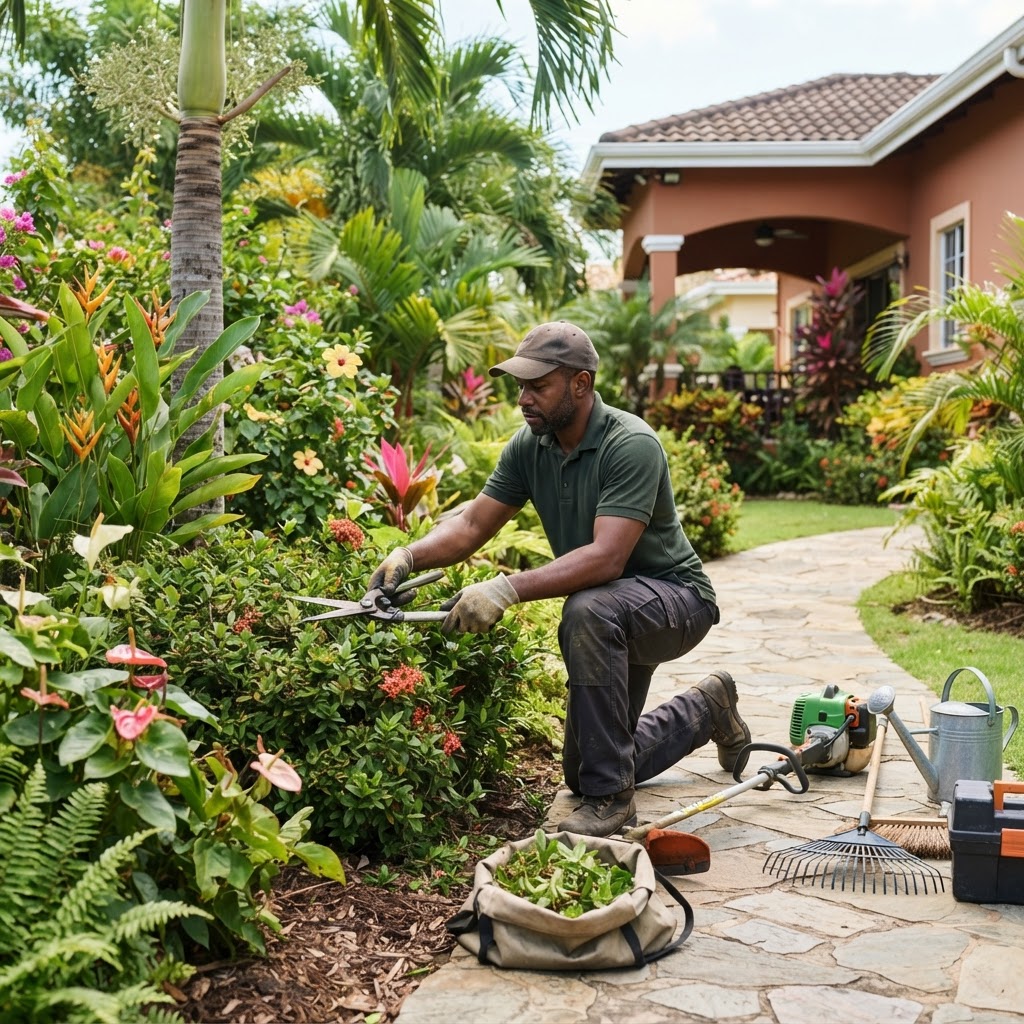 Professional servicing garden maintenance.