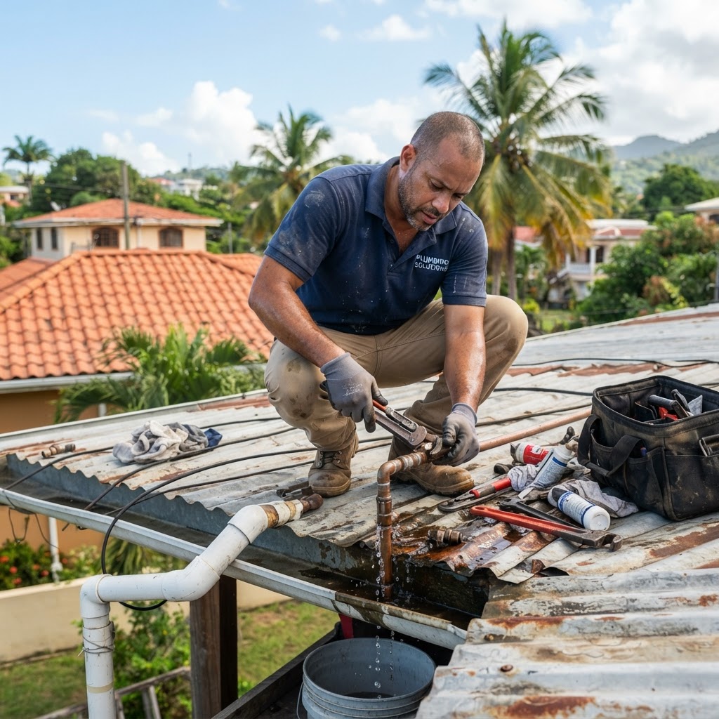Professional plumber fixing a pipe leak.