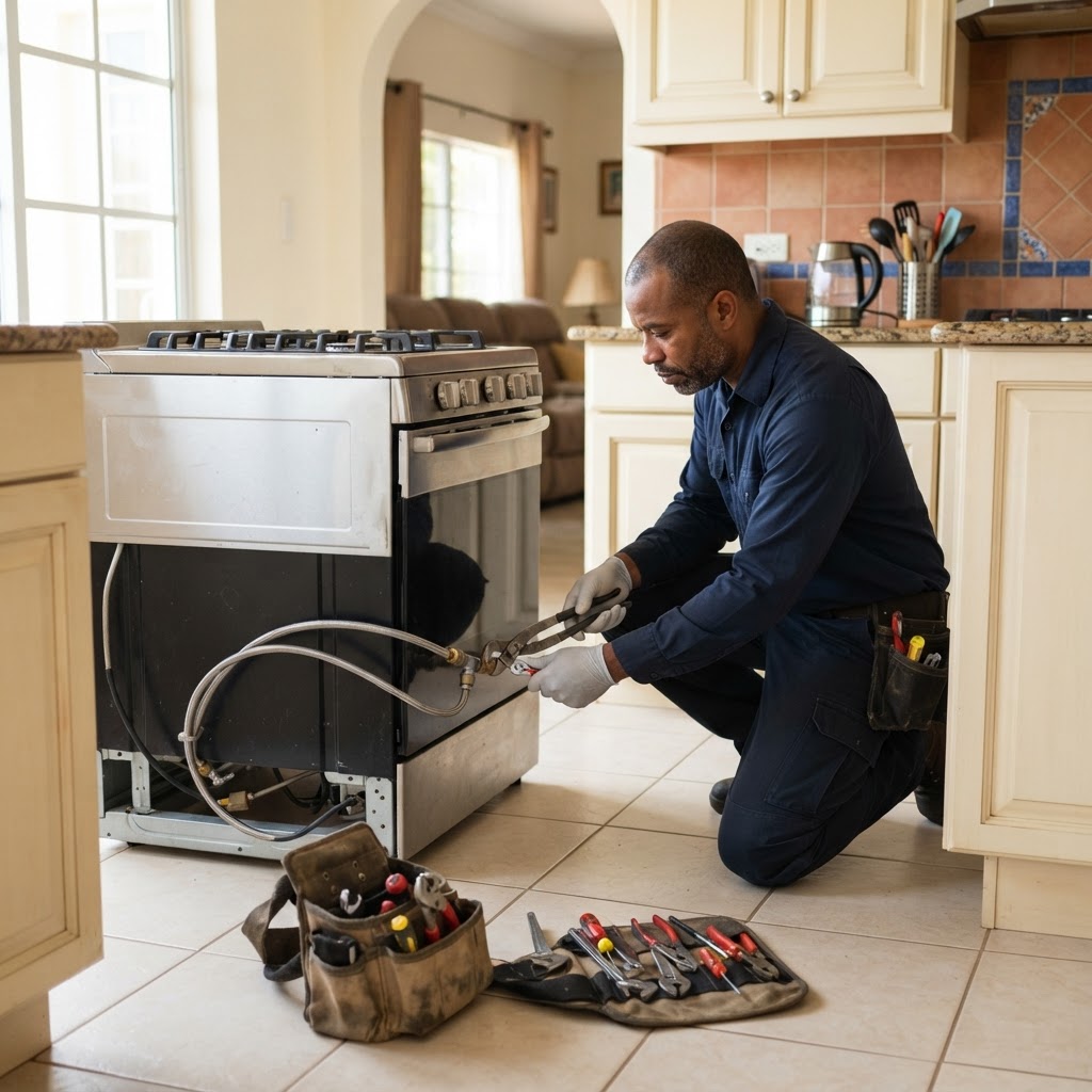 Professional servicing appliance disconnection and reconnection.