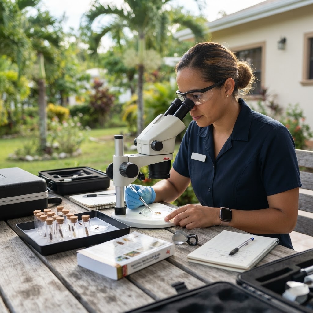 Professional servicing insect identification.