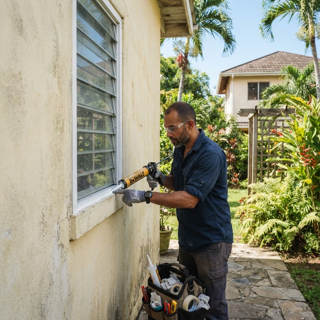 Professional repairing window sealing.
