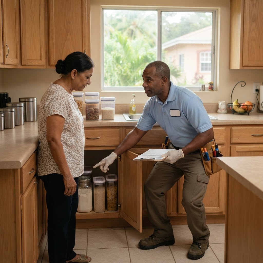 Professional servicing food storage and sanitation recommendations.
