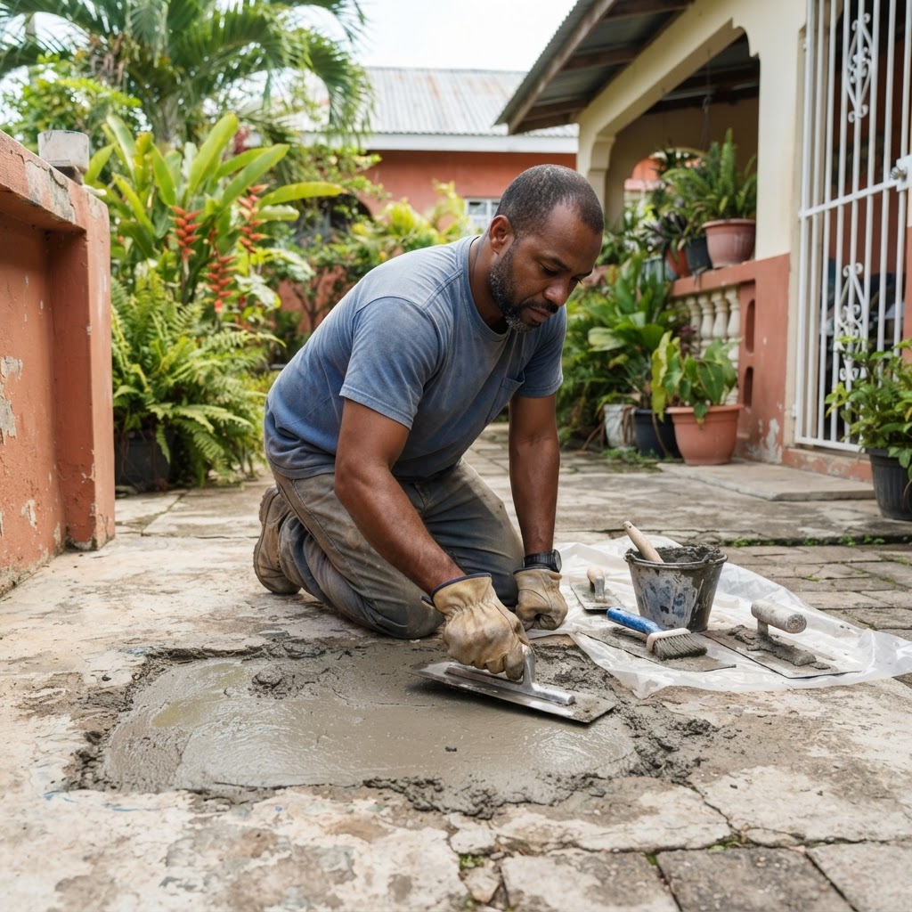 Professional mason pouring and finishing concrete.