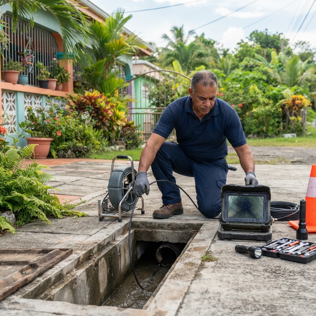 Professional servicing drainage inspection.