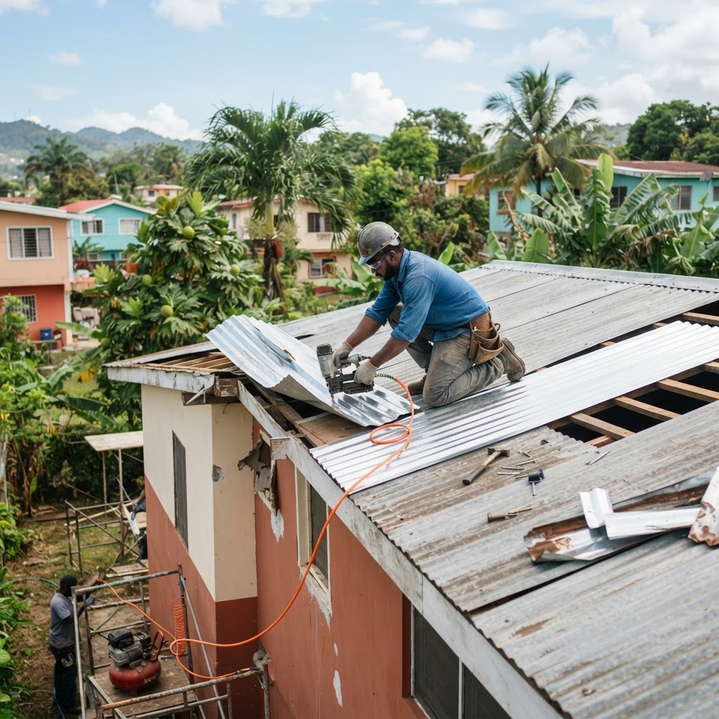Professional repairing storm and wind damage repairs.