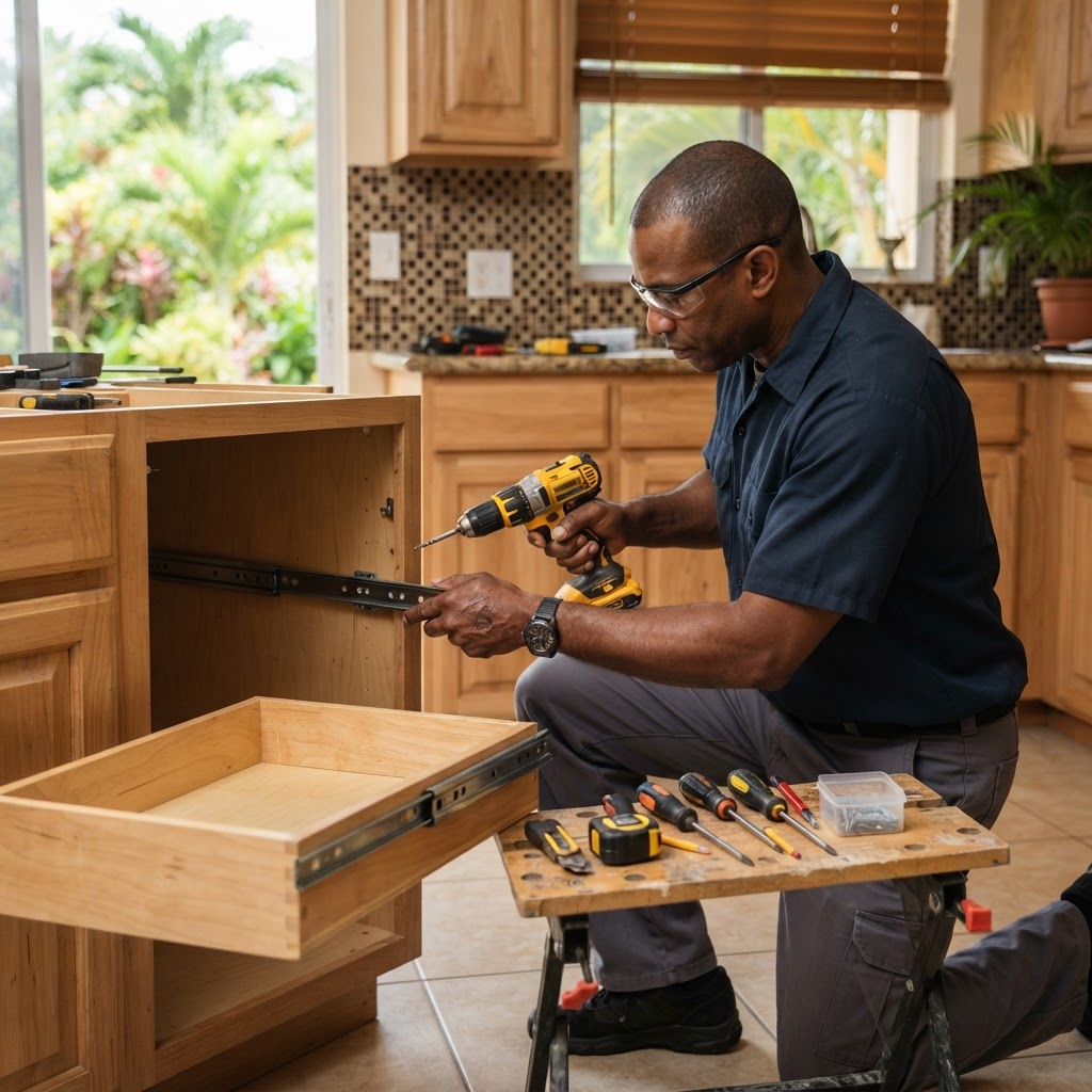 Professional repairing drawer repairs.