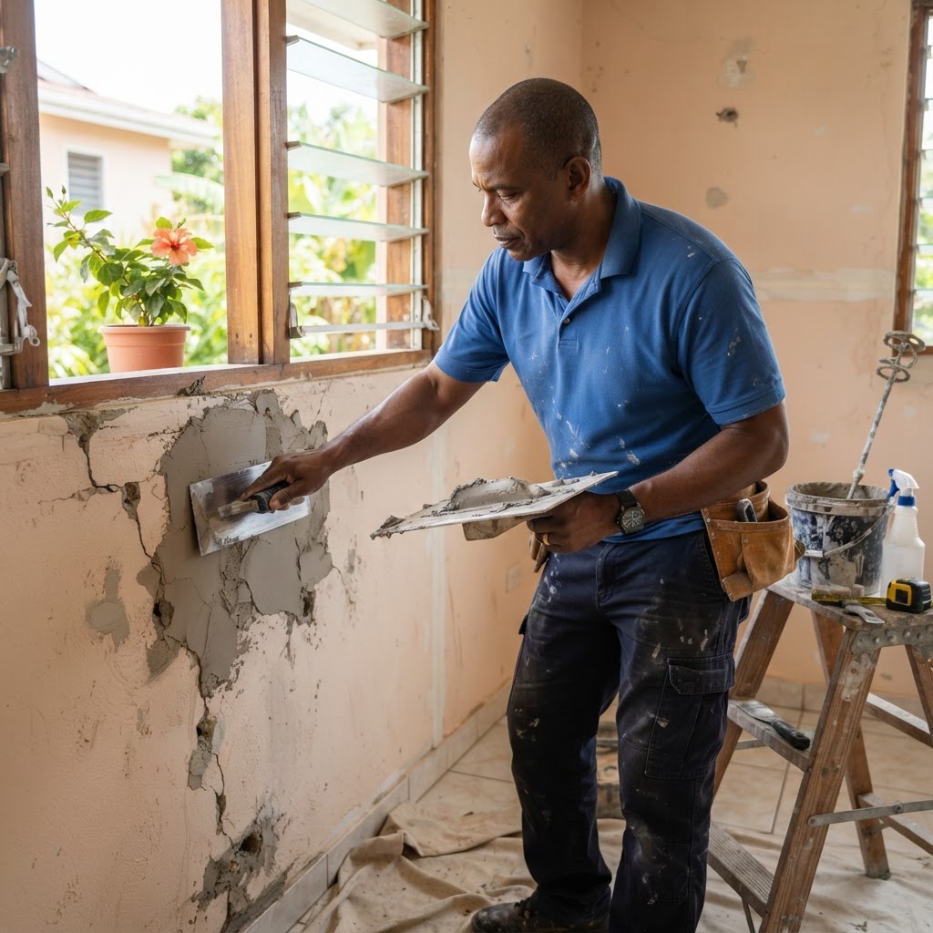 Professional repairing plaster repairs.