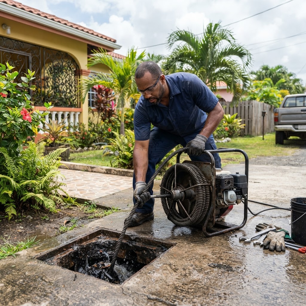 Professional repairing blocked drain clearing.