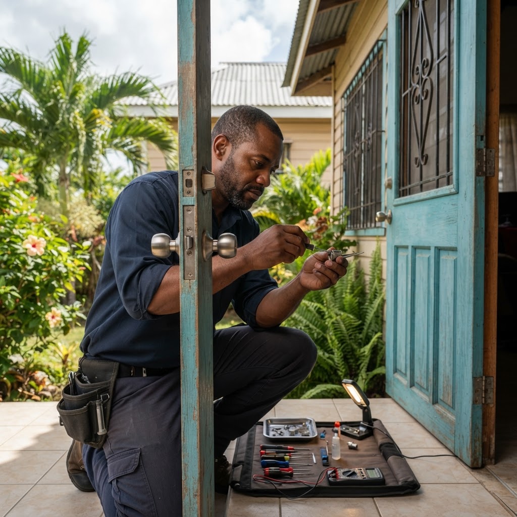 Professional repairing door lock repairs.