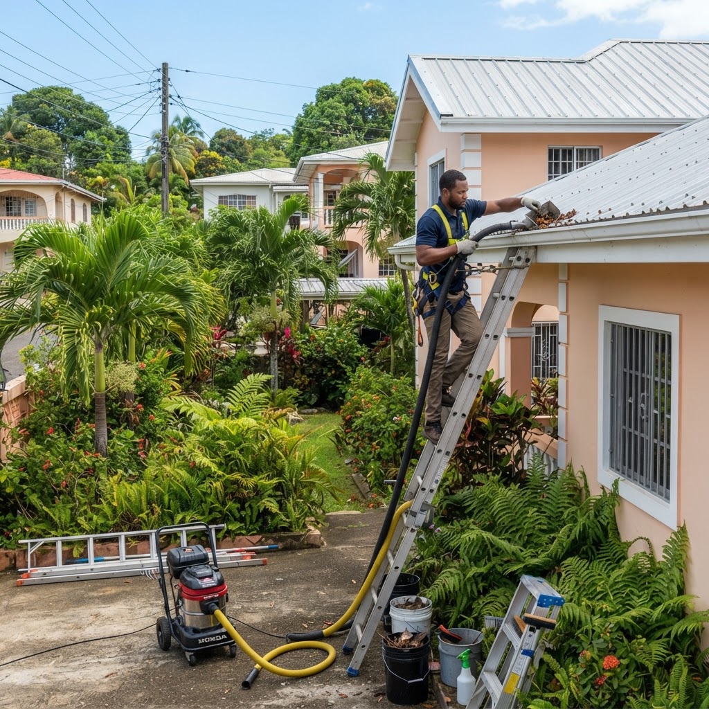 Professional cleaning gutter and fascia cleaning.