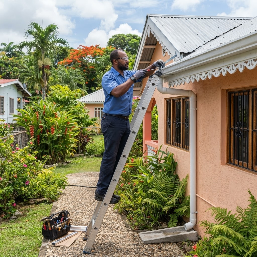 Professional repairing gutter alignment and drainage improvements.