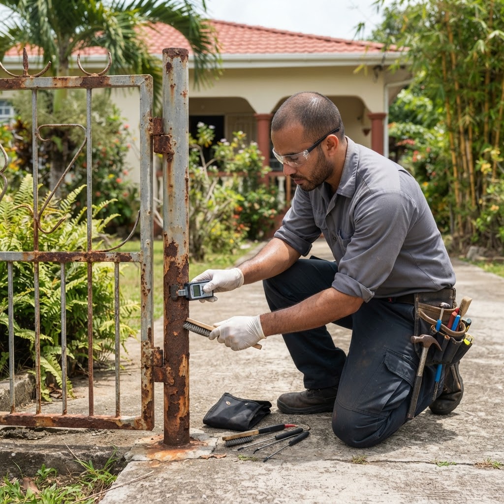 Professional servicing identification of rust and corrosion.