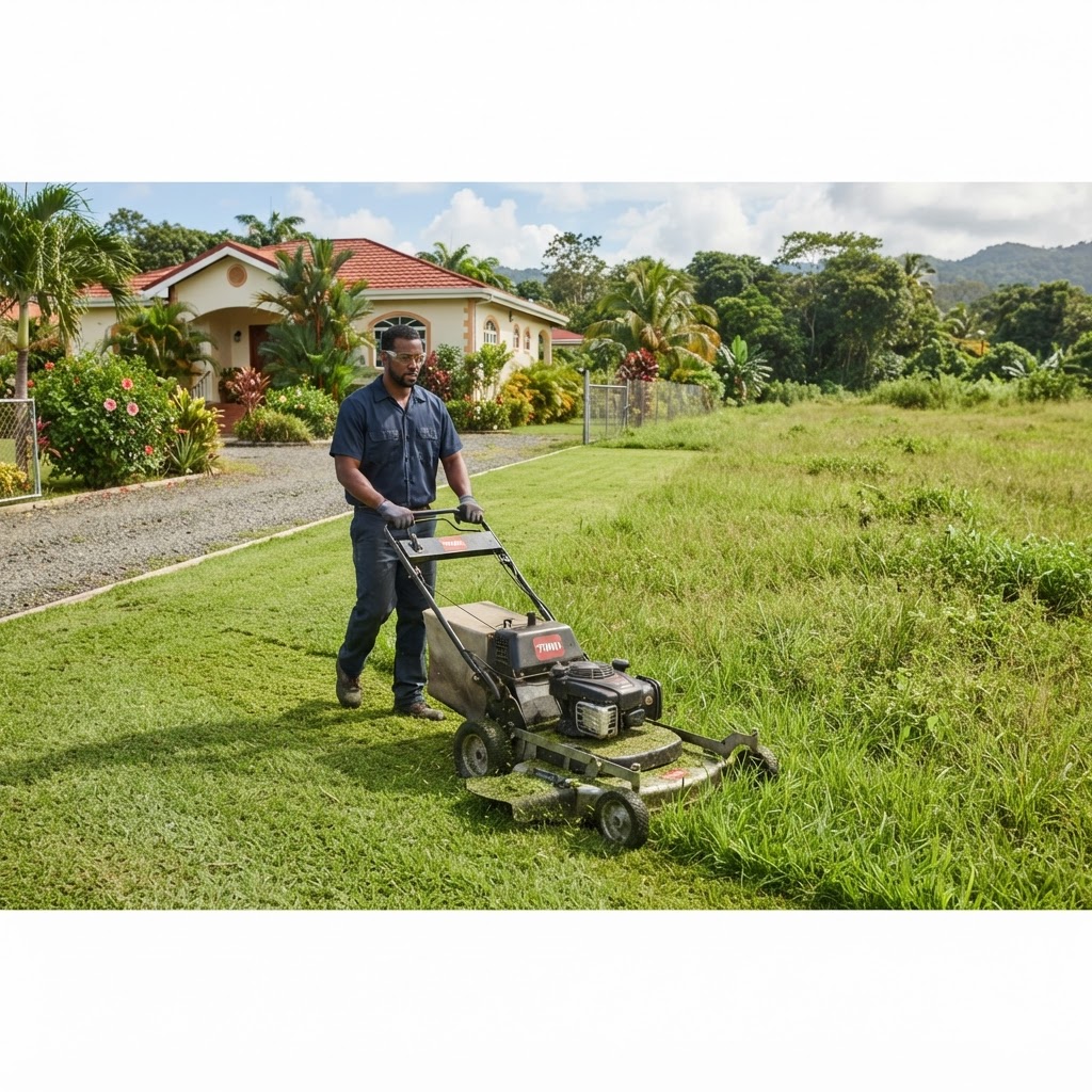 Professional servicing grass cutting.