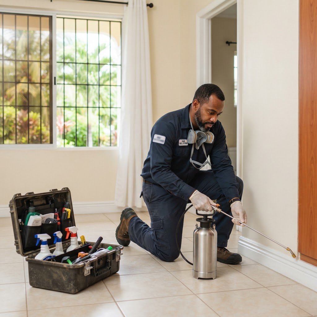 Professional repairing landlord and rental property pest treatment.