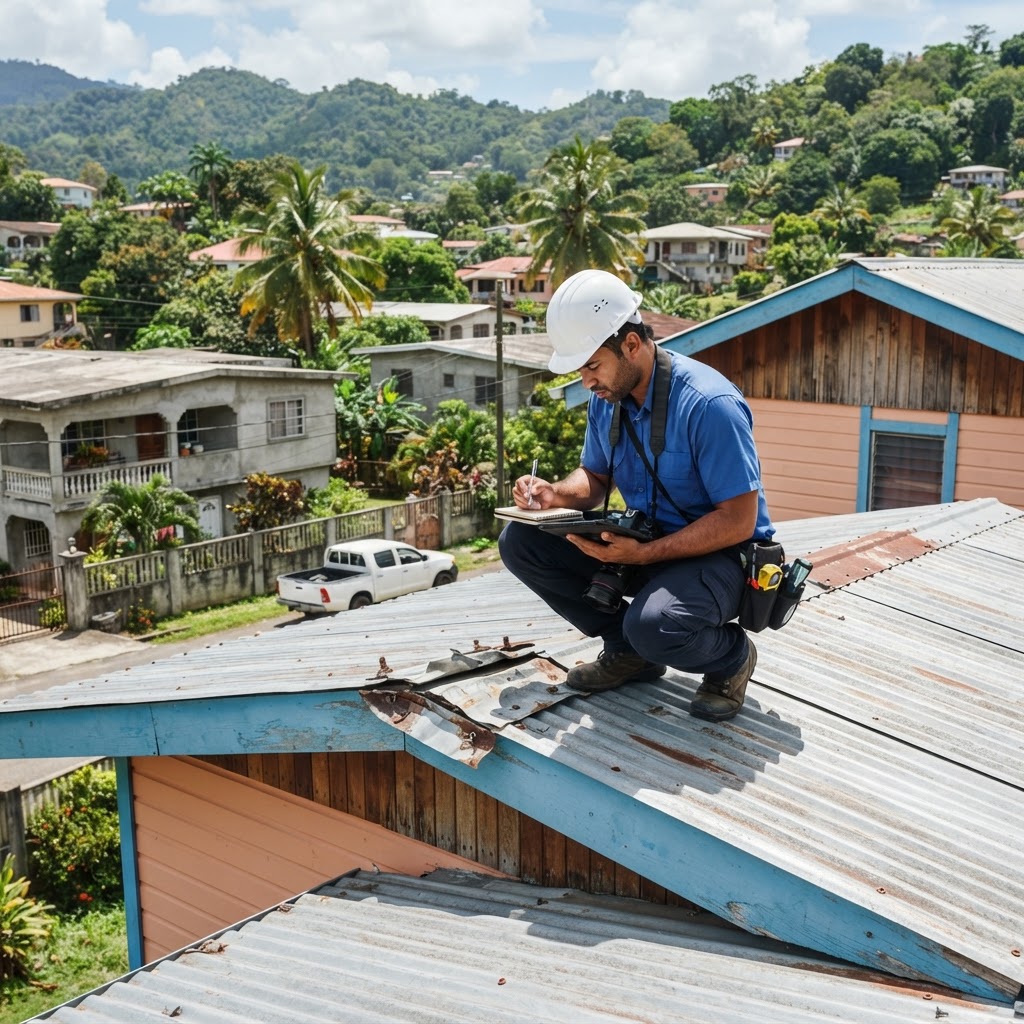 Professional servicing roof damage assessments.