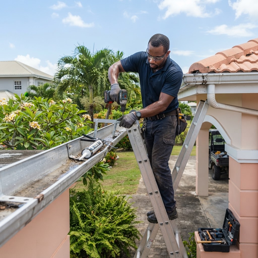Professional repairing gutter repairs.
