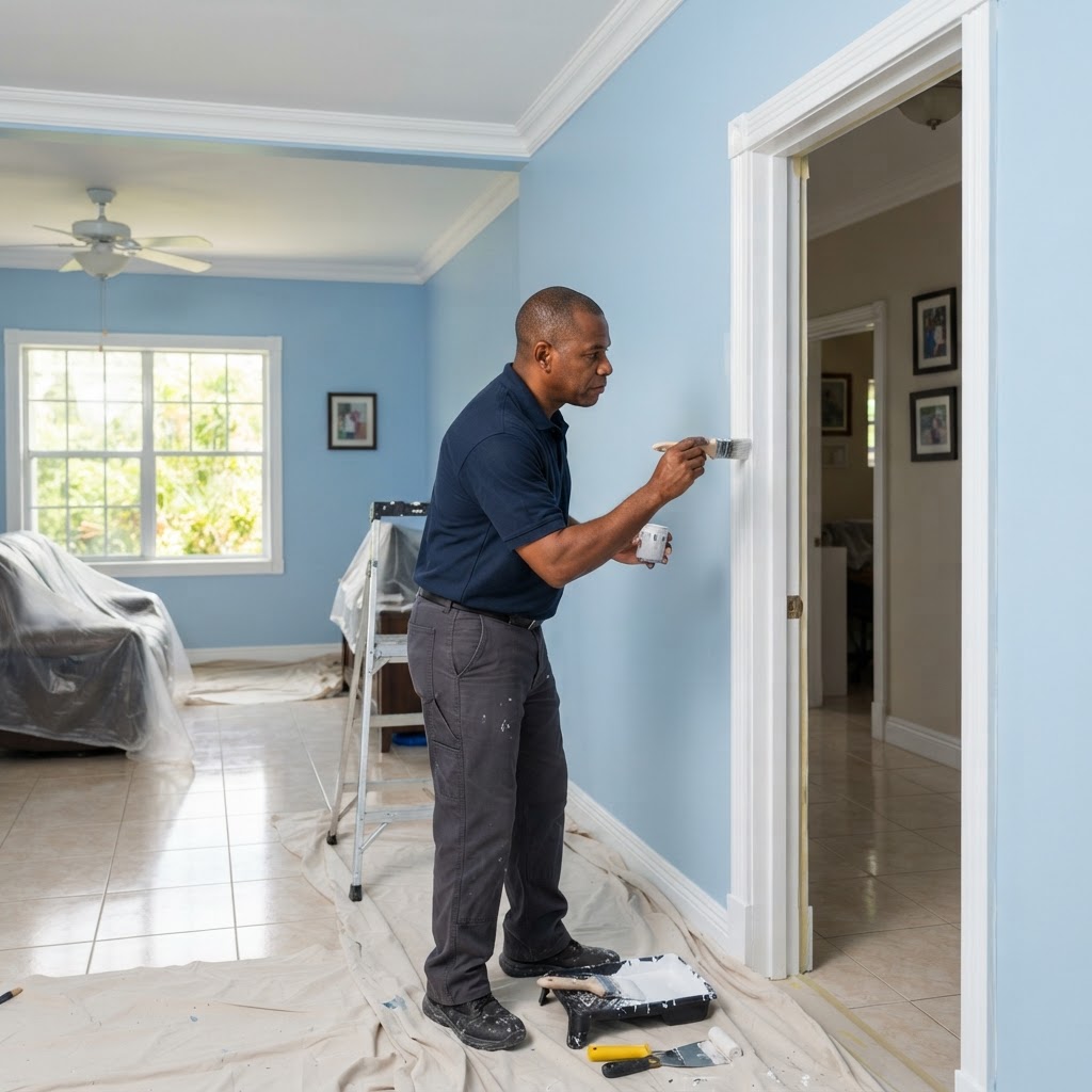 Professional repairing single-room painting.