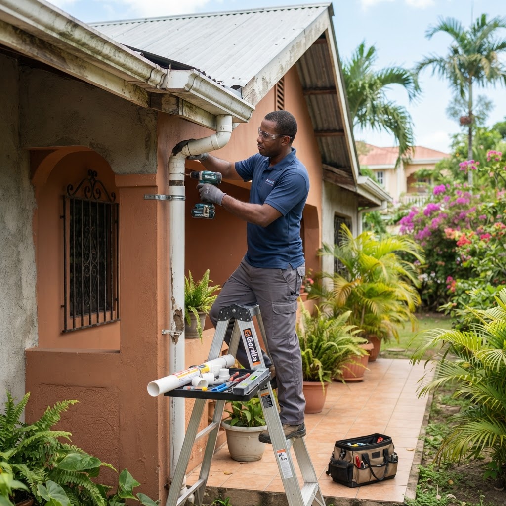 Professional repairing downpipe installation and repairs.