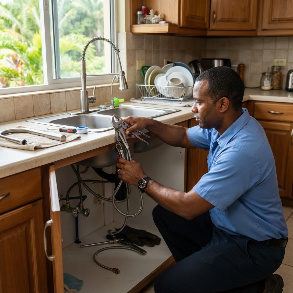 Professional installing faucet installation and replacement.