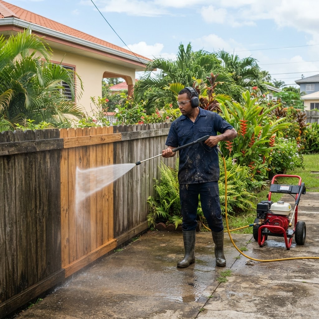 Professional cleaning fence cleaning.