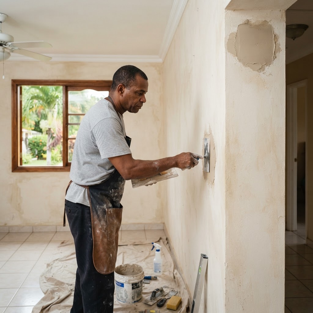 Professional repairing small plastering jobs.