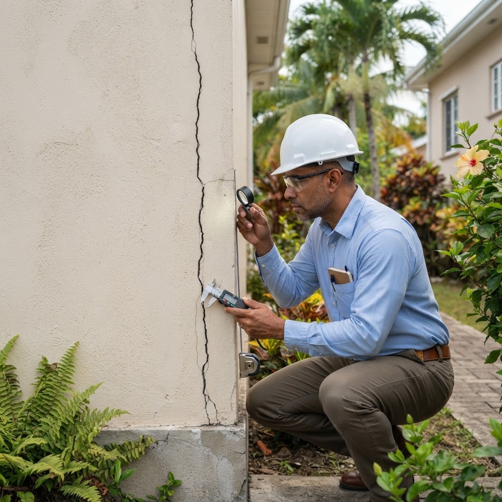 Professional servicing wall crack assessment.