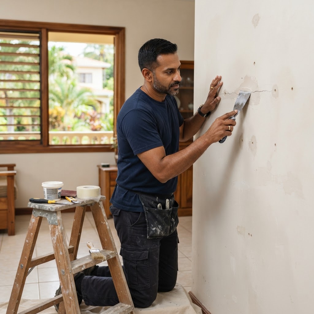 Professional repairing minor wall repairs.