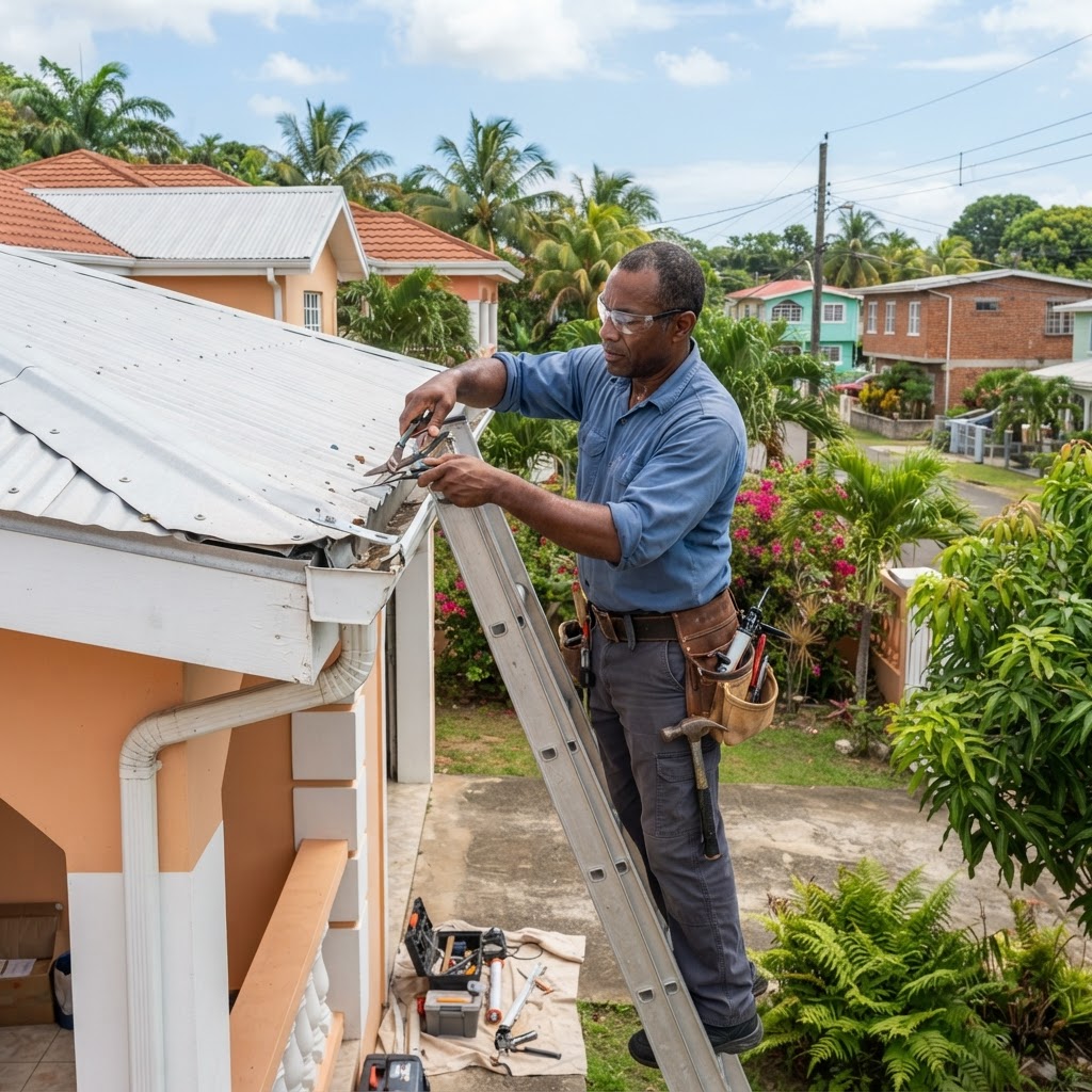 Professional repairing emergency gutter repairs.