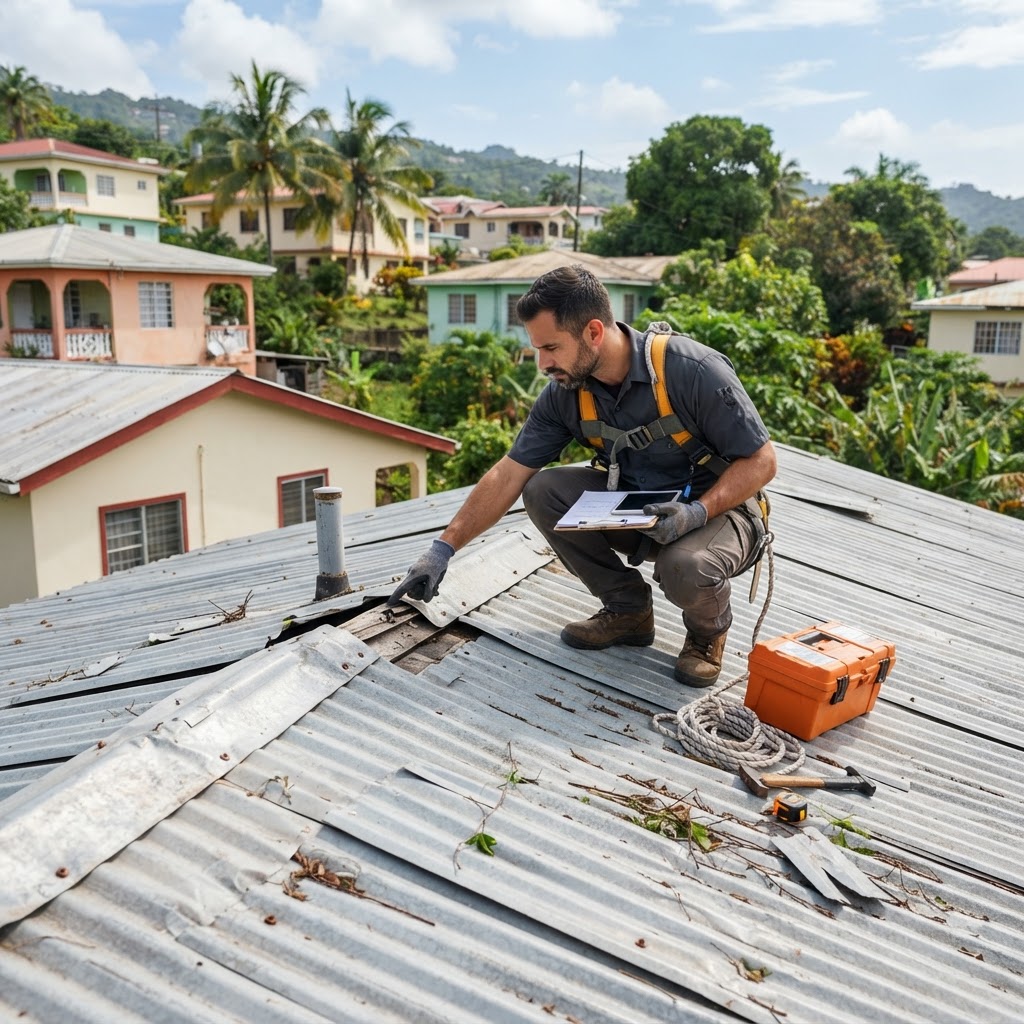Professional servicing storm damage roof inspection.