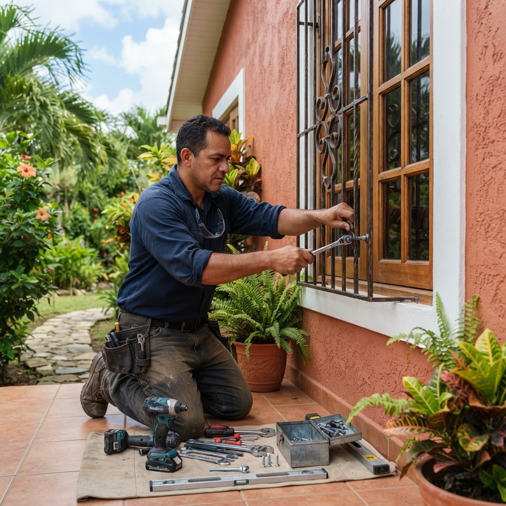 Professional repairing window security improvements.