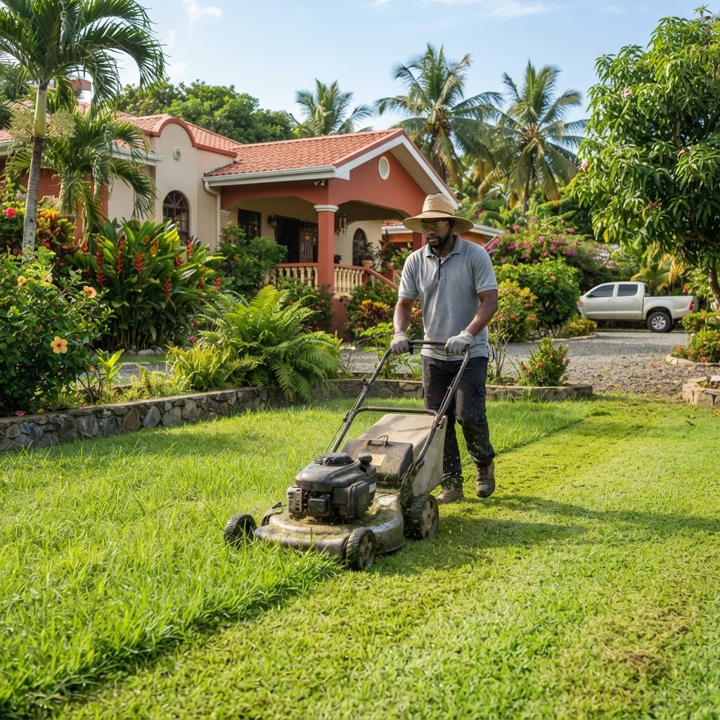 Professional servicing lawn mowing.