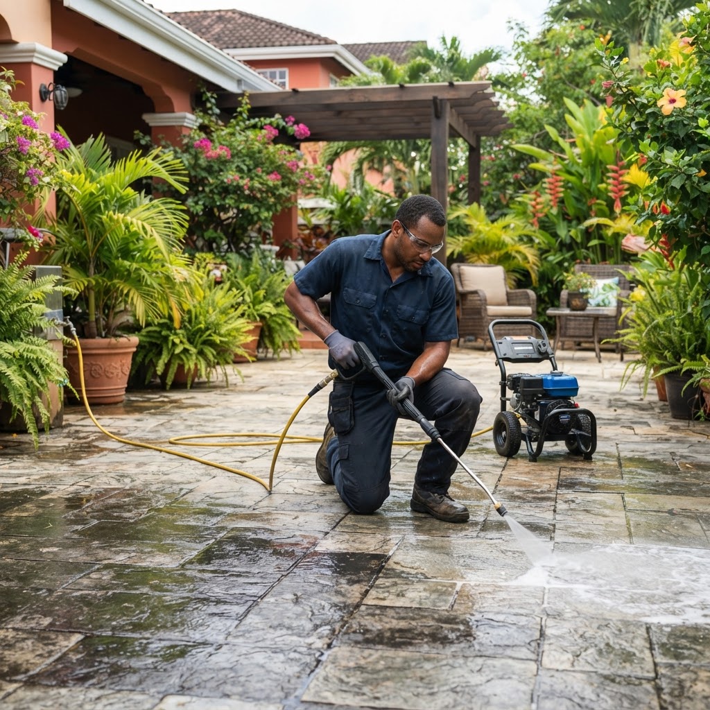 Professional servicing patio maintenance.