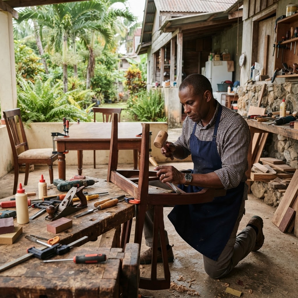 Professional repairing table and chair repairs.