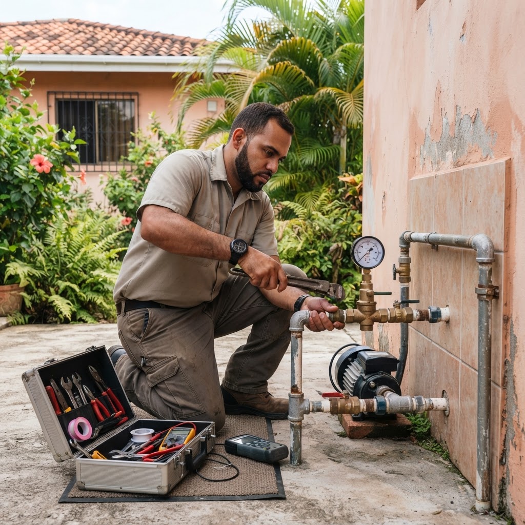 Professional servicing water pressure troubleshooting.