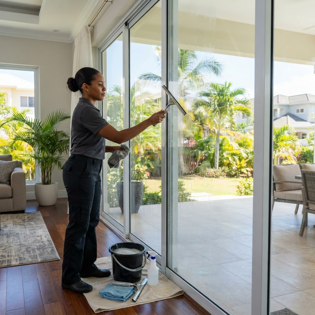 Professional cleaning interior glass cleaning.