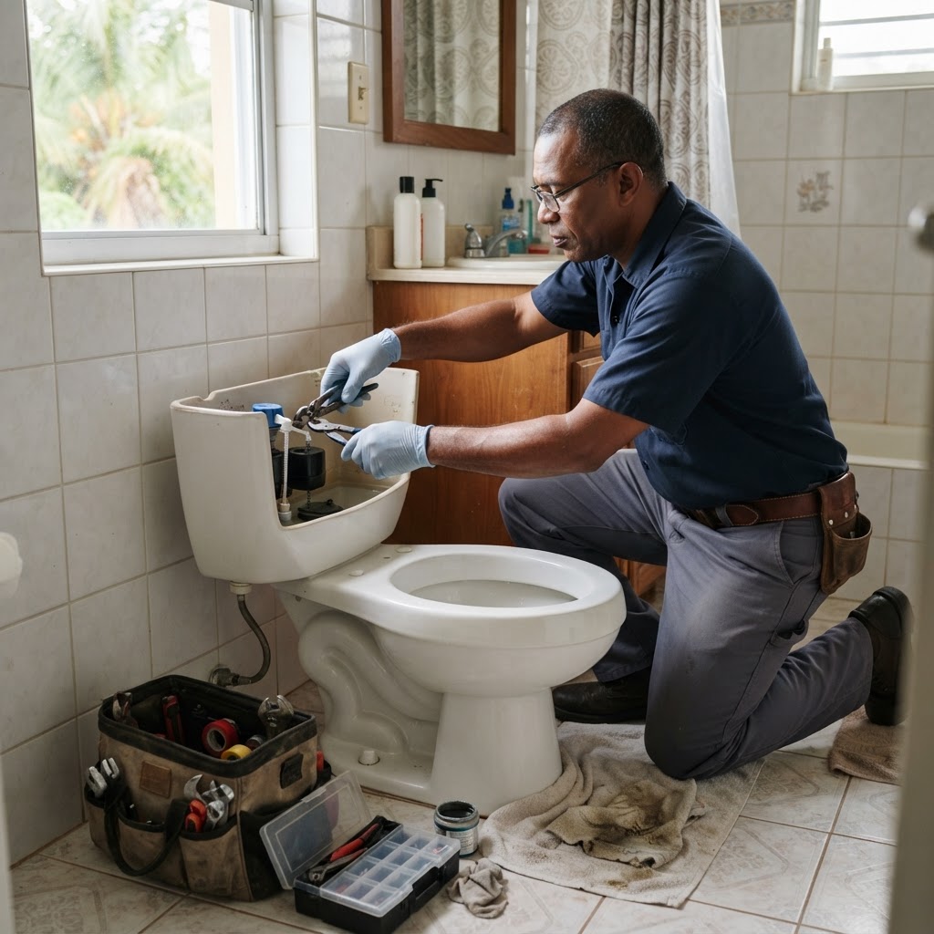 Professional repairing toilet repairs.