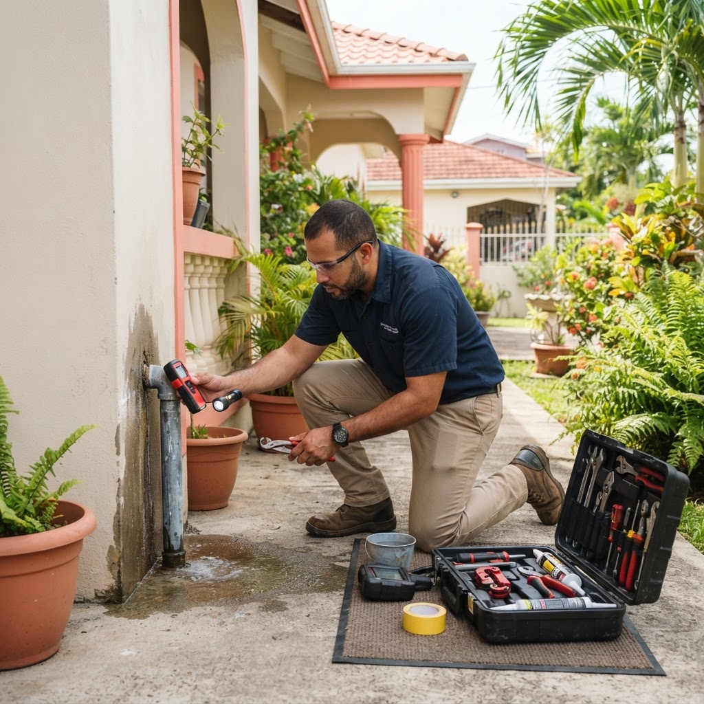 Professional servicing water leak investigation.