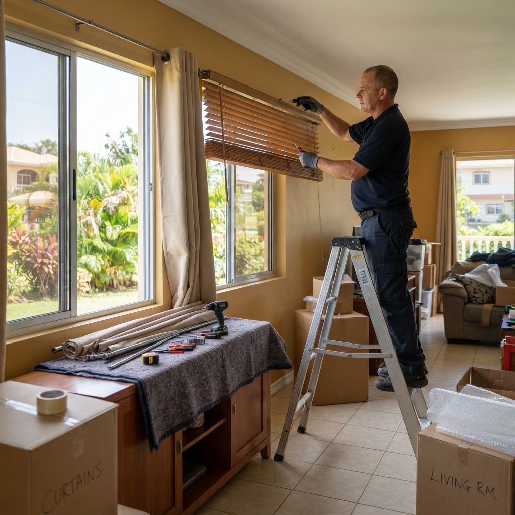 Professional servicing curtain and blind removal.