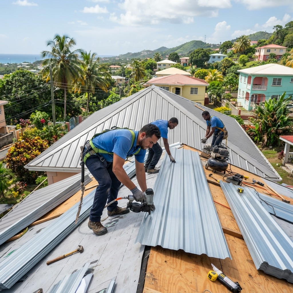 Professional installing large-scale roof replacement.