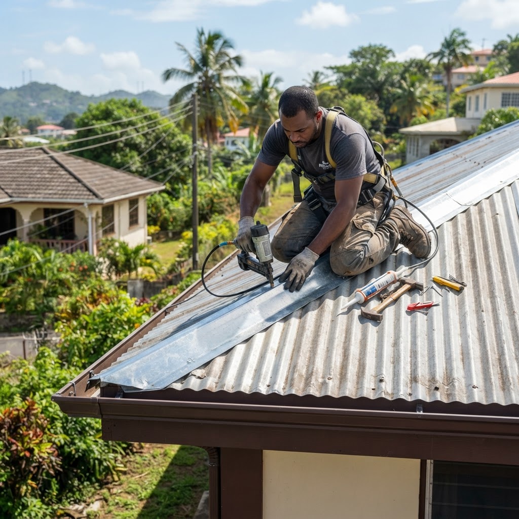 Professional repairing ridge cap and roof edge repairs.
