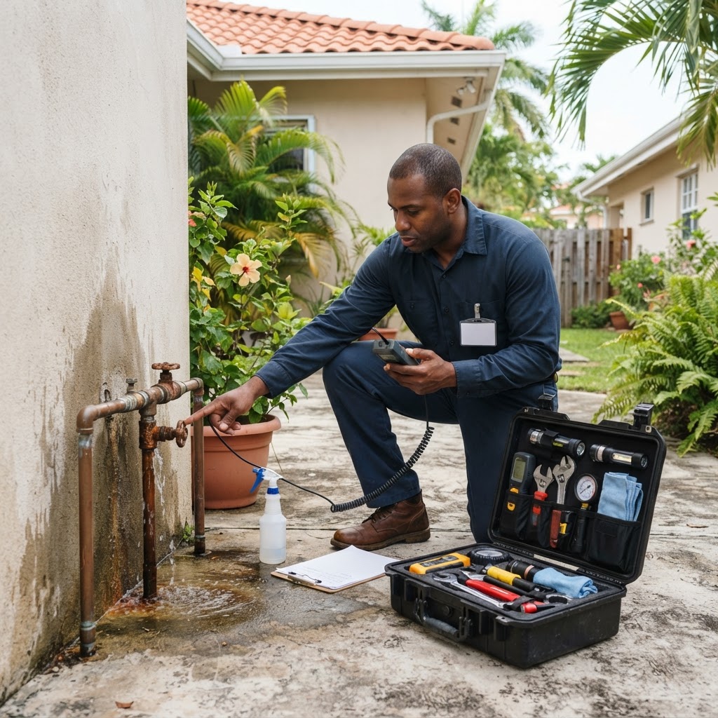 Professional servicing leak source identification.