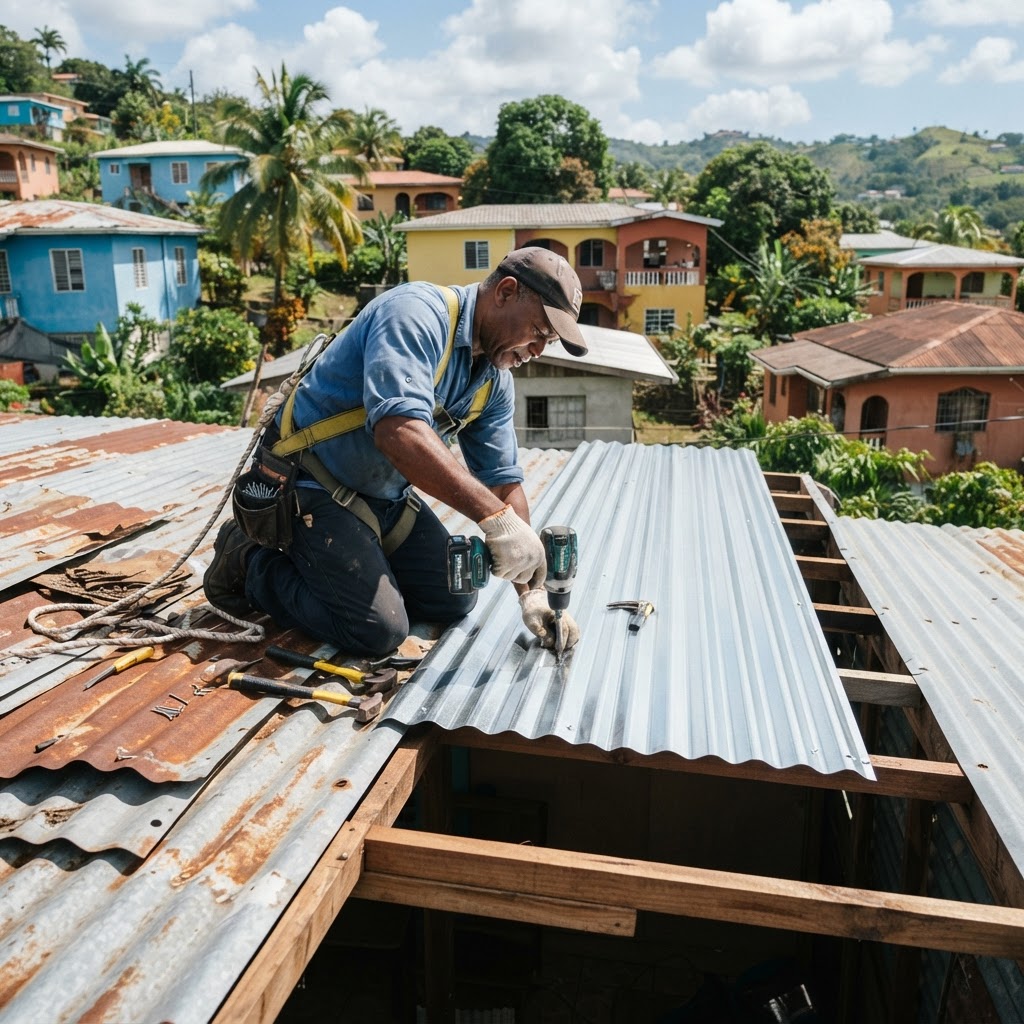 Professional repairing roof sheet replacement.
